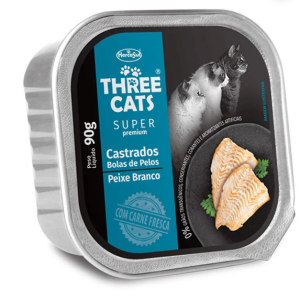 Paté para gatos castrados y control de bolas de pelos sabor pescado blanco  90 gr.