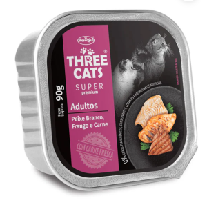Paté para gatos adultos sabor pescado pollo carne 90 gr.