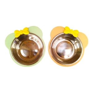 Plato orejas Minnie con cuenco de acero inoxidable para mascotas