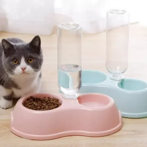 Plato doble con dispensador de agua para mascotas